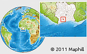 Physical Location Map of Gueyo, highlighted country