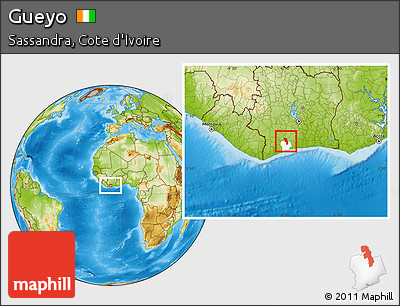 Physical Location Map of Gueyo, highlighted parent region