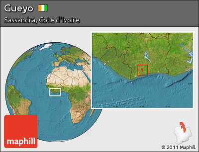 Satellite Location Map of Gueyo