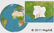 Satellite Location Map of Gueyo, highlighted country, within the entire country
