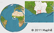 Satellite Location Map of Gueyo, highlighted country