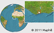 Satellite Location Map of Gueyo, highlighted parent region