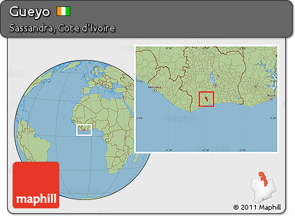 Savanna Style Location Map of Gueyo
