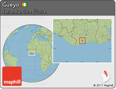 Savanna Style Location Map of Gueyo