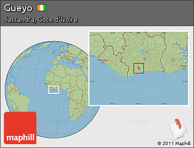 Savanna Style Location Map of Gueyo