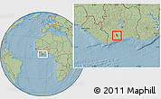 Savanna Style Location Map of Gueyo, hill shading