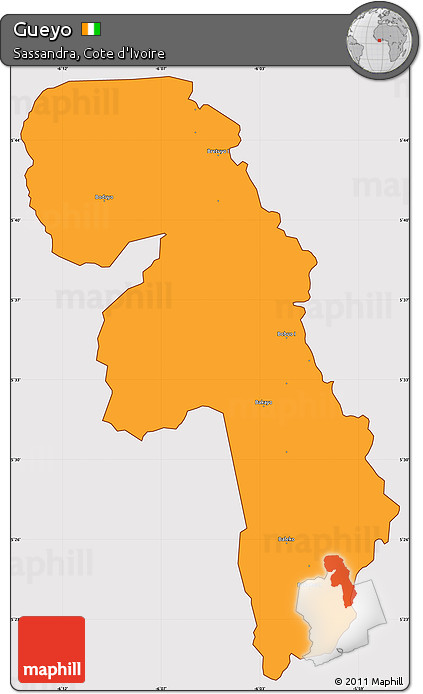 Political Simple Map of Gueyo, cropped outside