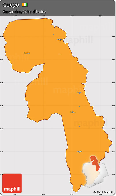 Political Simple Map of Gueyo, cropped outside