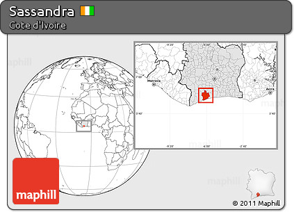 Blank Location Map of Sassandra, highlighted country
