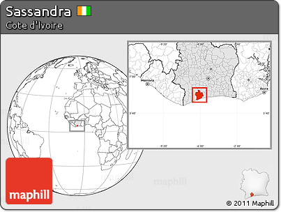 Blank Location Map of Sassandra, highlighted country