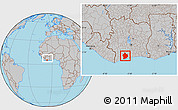 Gray Location Map of Sassandra, within the entire country