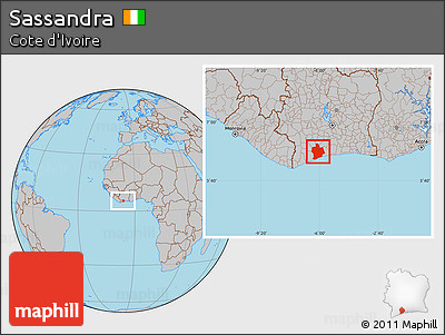 Gray Location Map of Sassandra