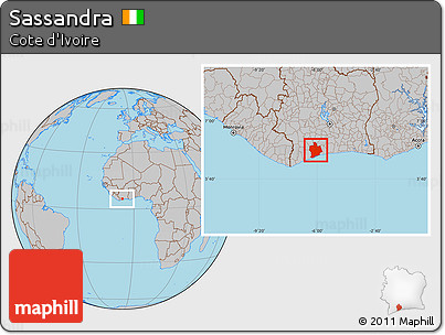 Gray Location Map of Sassandra