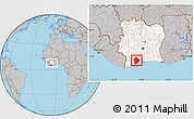 Gray Location Map of Sassandra, highlighted country, within the entire country