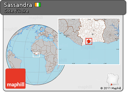 Gray Location Map of Sassandra, highlighted country