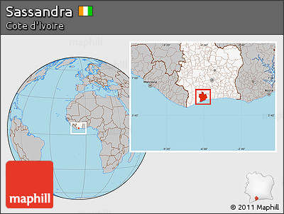 Gray Location Map of Sassandra, highlighted country