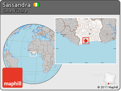 Gray Location Map of Sassandra, highlighted country