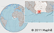 Gray Location Map of Sassandra, highlighted country, hill shading