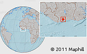 Gray Location Map of Sassandra, hill shading