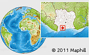 Physical Location Map of Sassandra, highlighted country, within the entire country