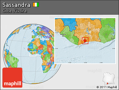 Political Location Map of Sassandra