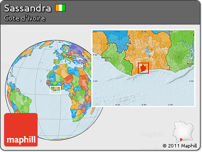 Political Location Map of Sassandra
