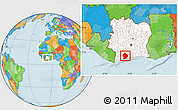 Political Location Map of Sassandra, highlighted country, within the entire country