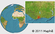 Satellite Location Map of Sassandra, within the entire country
