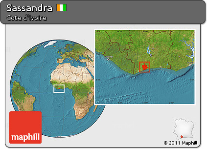 Satellite Location Map of Sassandra