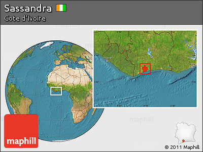 Satellite Location Map of Sassandra