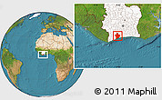 Satellite Location Map of Sassandra, highlighted country