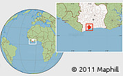 Savanna Style Location Map of Sassandra, highlighted country