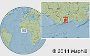 Savanna Style Location Map of Sassandra, hill shading