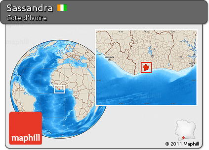 Shaded Relief Location Map of Sassandra