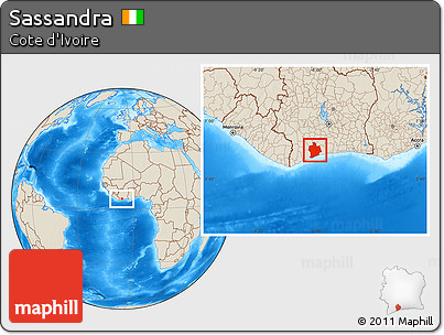 Shaded Relief Location Map of Sassandra