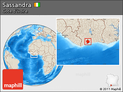 Shaded Relief Location Map of Sassandra