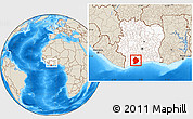 Shaded Relief Location Map of Sassandra, highlighted country, within the entire country