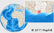 Shaded Relief Location Map of Sassandra, highlighted country