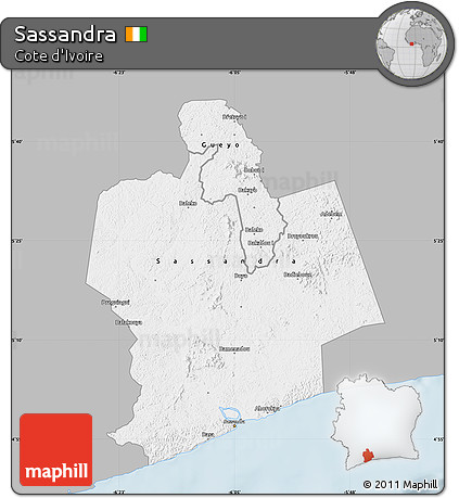 Gray Map of Sassandra, single color outside