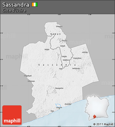 Gray Map of Sassandra, single color outside
