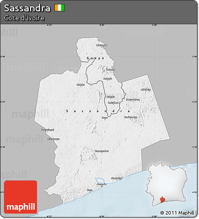 Gray Map of Sassandra, single color outside