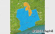 Political Map of Sassandra, satellite outside