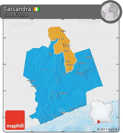 Political Map of Sassandra, single color outside