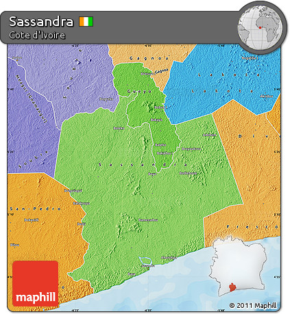 Political Shades Map of Sassandra