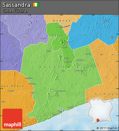 Political Shades Map of Sassandra