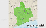 Political Shades Map of Sassandra, shaded relief outside
