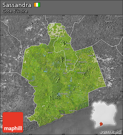 Satellite Map of Sassandra, desaturated