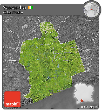 Satellite Map of Sassandra, desaturated