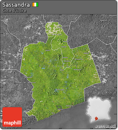Satellite Map of Sassandra, desaturated