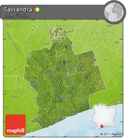 Satellite Map of Sassandra, physical outside